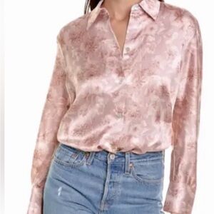 Vince Blush Floral Women's Blouse Silk